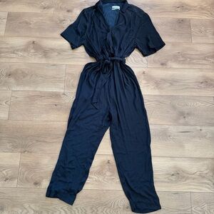 Urban Outfitters Black Surplice Wrap Jumpsuit Medium‎